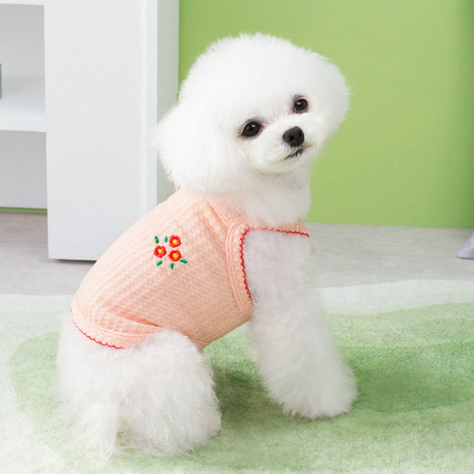 Bluelans Dog Shirts - Cute Floral Printed Pet T-Shirts for Summer | Breathable & Soft Puppy Outfit for Dogs & Cats | Perfect for Outdoor Walks, Pet Parties & Photo Shoots (Pink, XS)