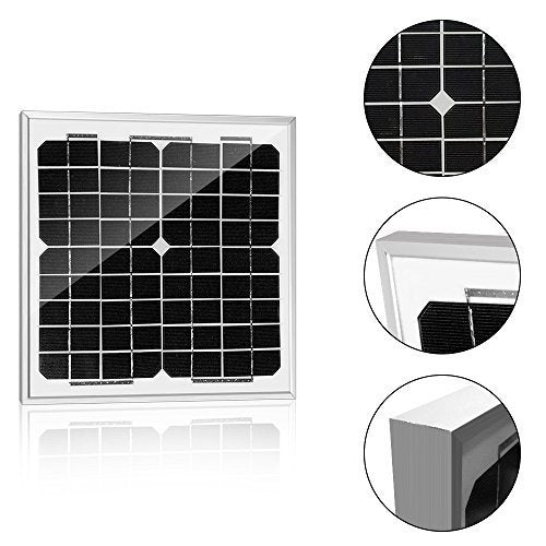 ACOPower 10W 12V Solar Panel Charger Kit with 5A Charge Controller & Alligator Clips - Perfect for RV, Boat, Car Battery Charging & Off-Grid Power Supply
