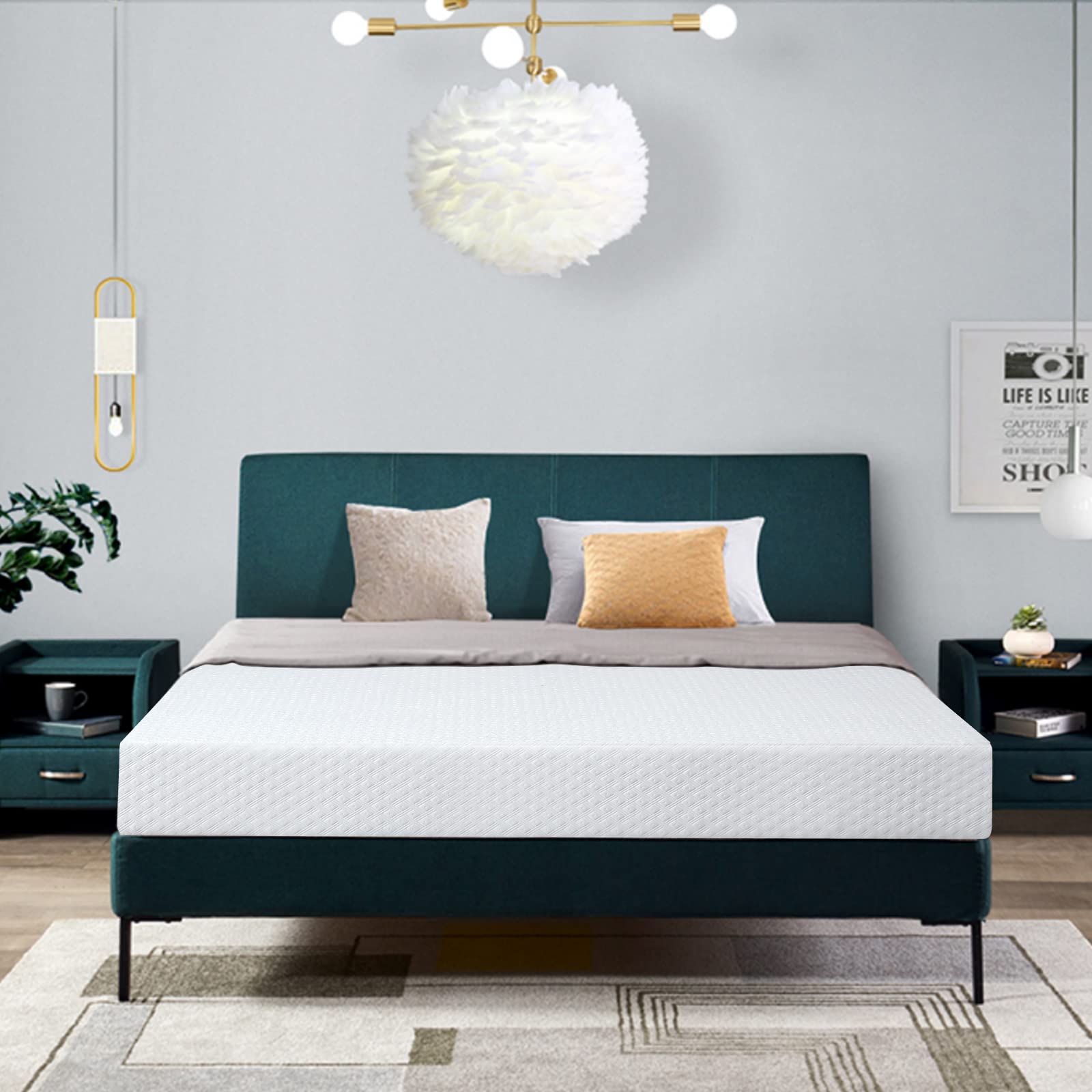 MUUEGM 8 Inch Twin Size Green Tea Gel Memory Foam Mattress - Medium Firm, Pressure Relieving & Cooling Mattress Topper - CertiPUR-US Certified, Made in USA - Perfect for Guest Rooms, Dorms & Small Spaces