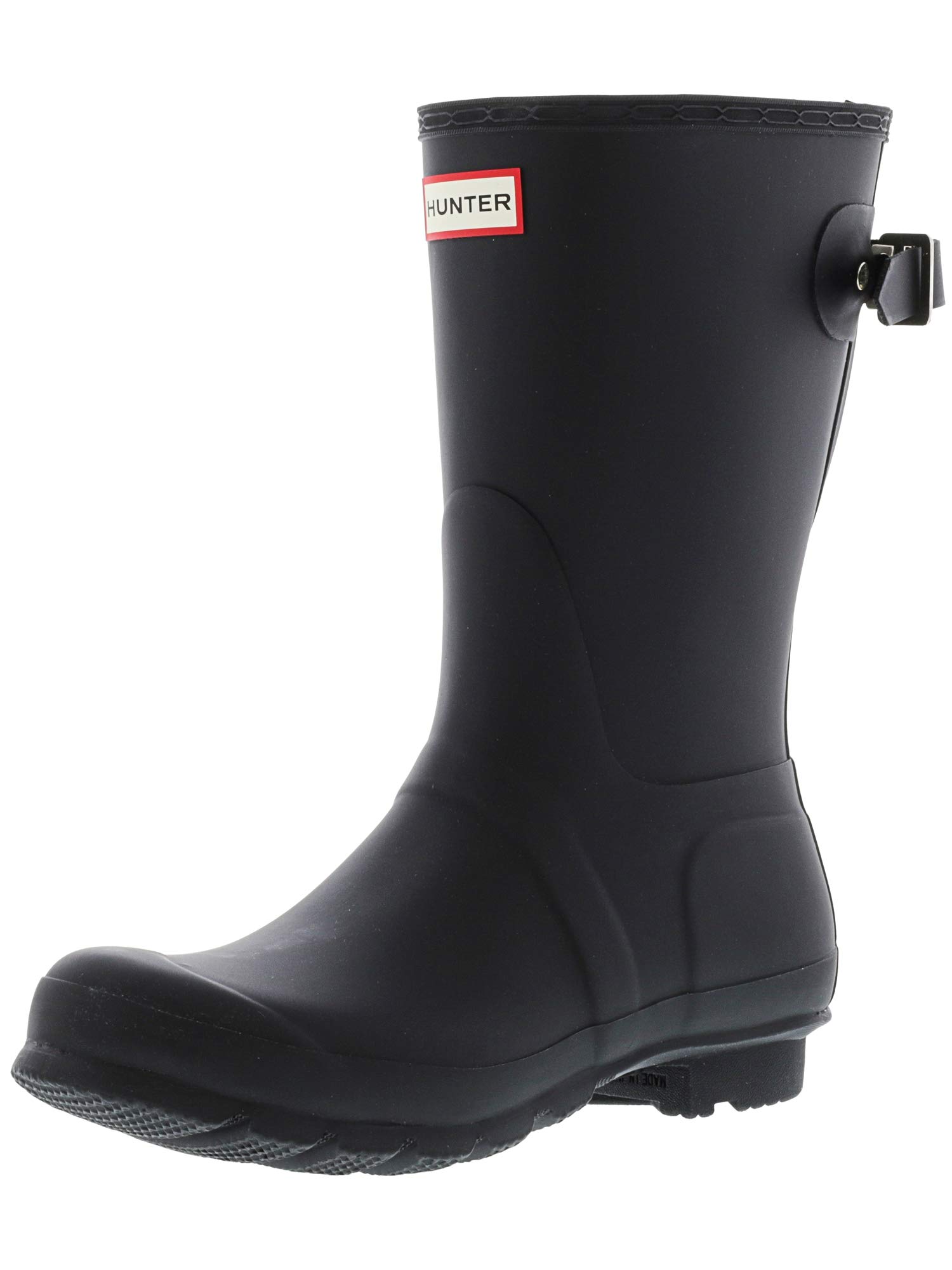 HUNTER Original Adjustable Back Short Rain Boots - Black Gloss Size 8 | Waterproof Garden & Outdoor Shoes for Women