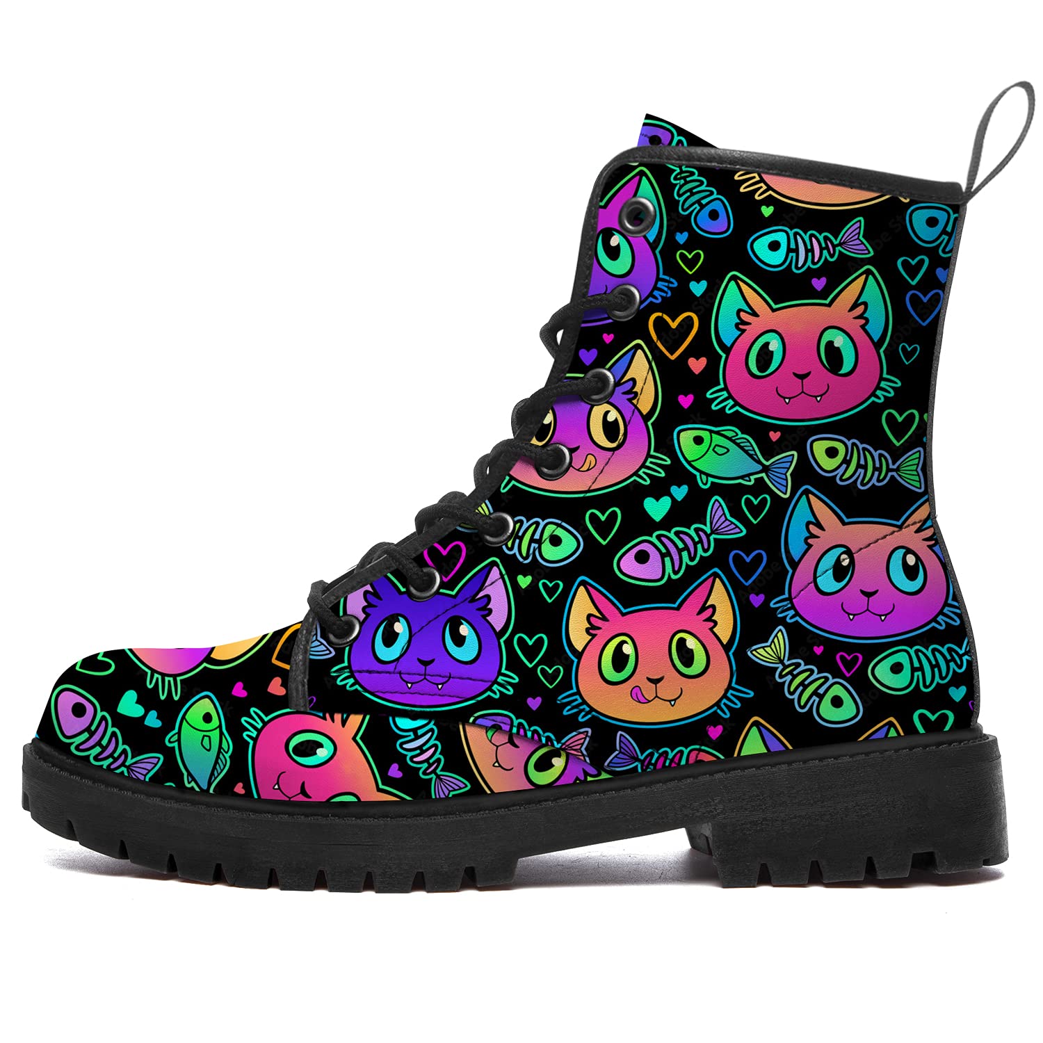 Halloween Combat Boots for Women & Men - Waterproof Lace Up Ankle Boots with Low Heel - Work Booties Shoes for Costumes & Outdoor Activities