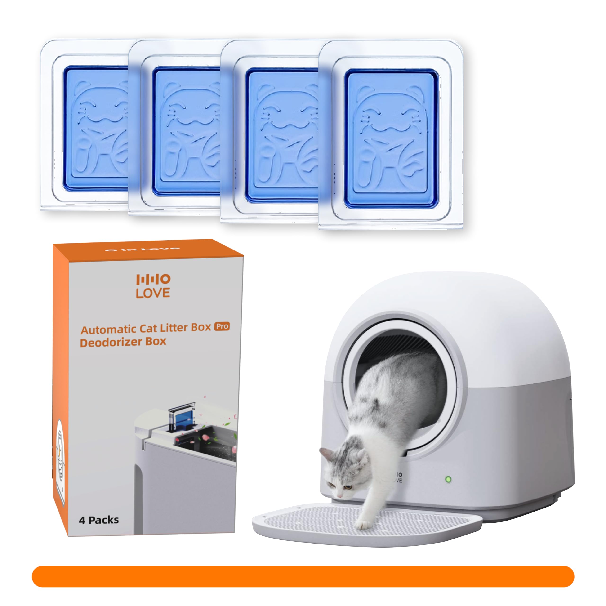 4-Pack Automatic Self-Cleaning Litter Box Deodorizer - Odor Control for Multiple Cats, Safe Anti-Pinch Smart Robot Litter Box - Perfect for Hands-Free Cleaning & Odor Elimination in Smart Homes with Pets