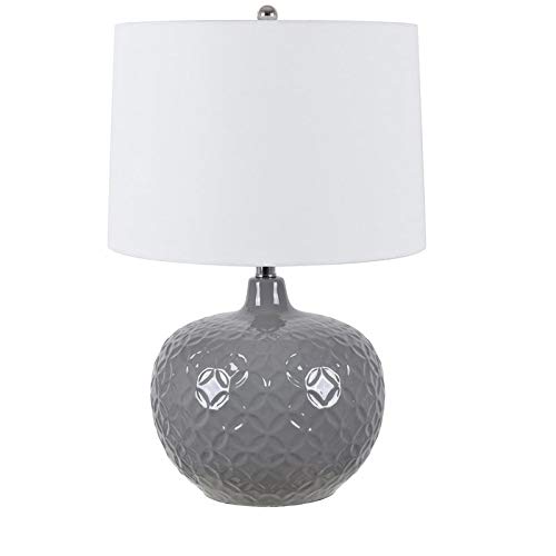 Evolution by Crestview Collection Lorna 24-Inch Gray Ceramic Table Lamp - Perfect for Bedside, Living Room & Office Decor