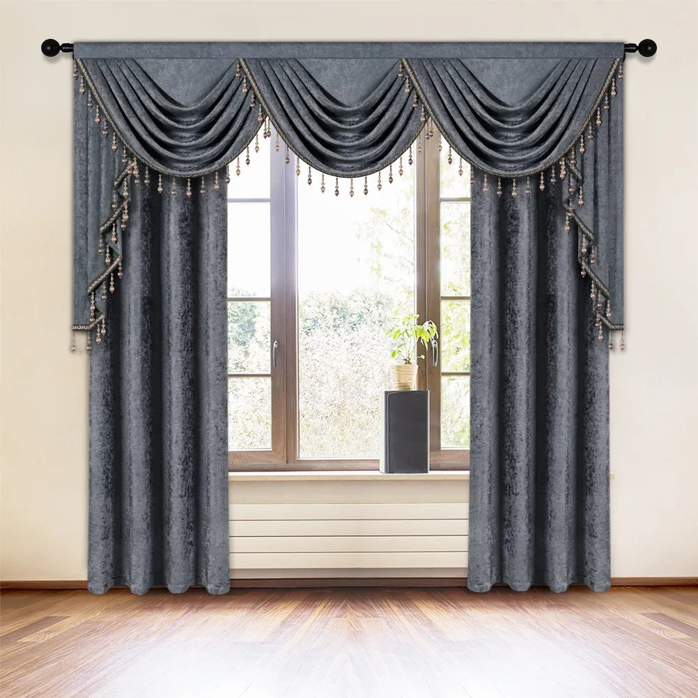 Mila Classic Plain Velvet Valance - Soft Gray Window Valance Curtain for Living Room, Bedroom & Nursery Decor