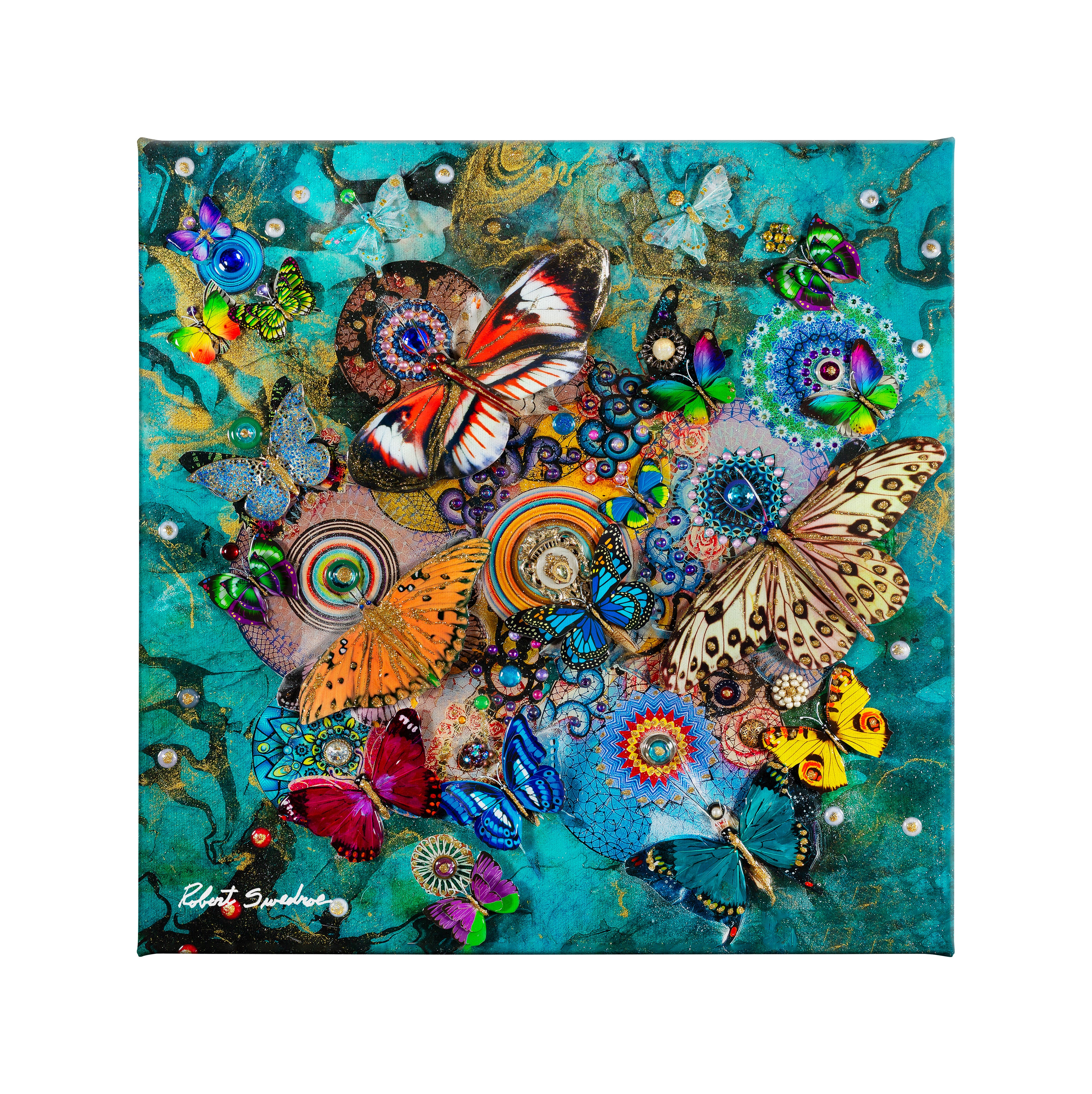 Exquisite 14x14 Gallery Wrapped Canvas Art - Stunning Butterfly Painting for Home & Office Decor | Perfect for Living Room, Bedroom Wall Art