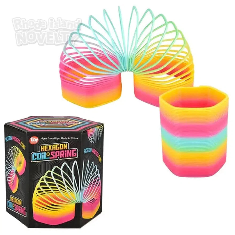5-Pack Jumbo Hexagon Rainbow Coil Springs - Colorful Sensory Fidget Toys for Stress Relief, ADHD & Autism - Perfect for Classroom, Office & Home Use