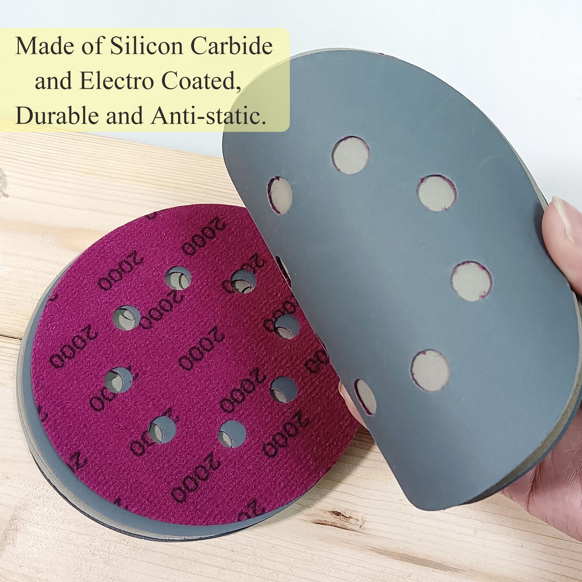 30 PCS 5 Inch 8 Hole Sanding Discs #1200-#7000 Grit (1200/2000/3000/4000/5000/7000) for Random Orbital Sander - Wet/Dry Polishing, Woodworking, Metal Finishing & Automotive Detailing