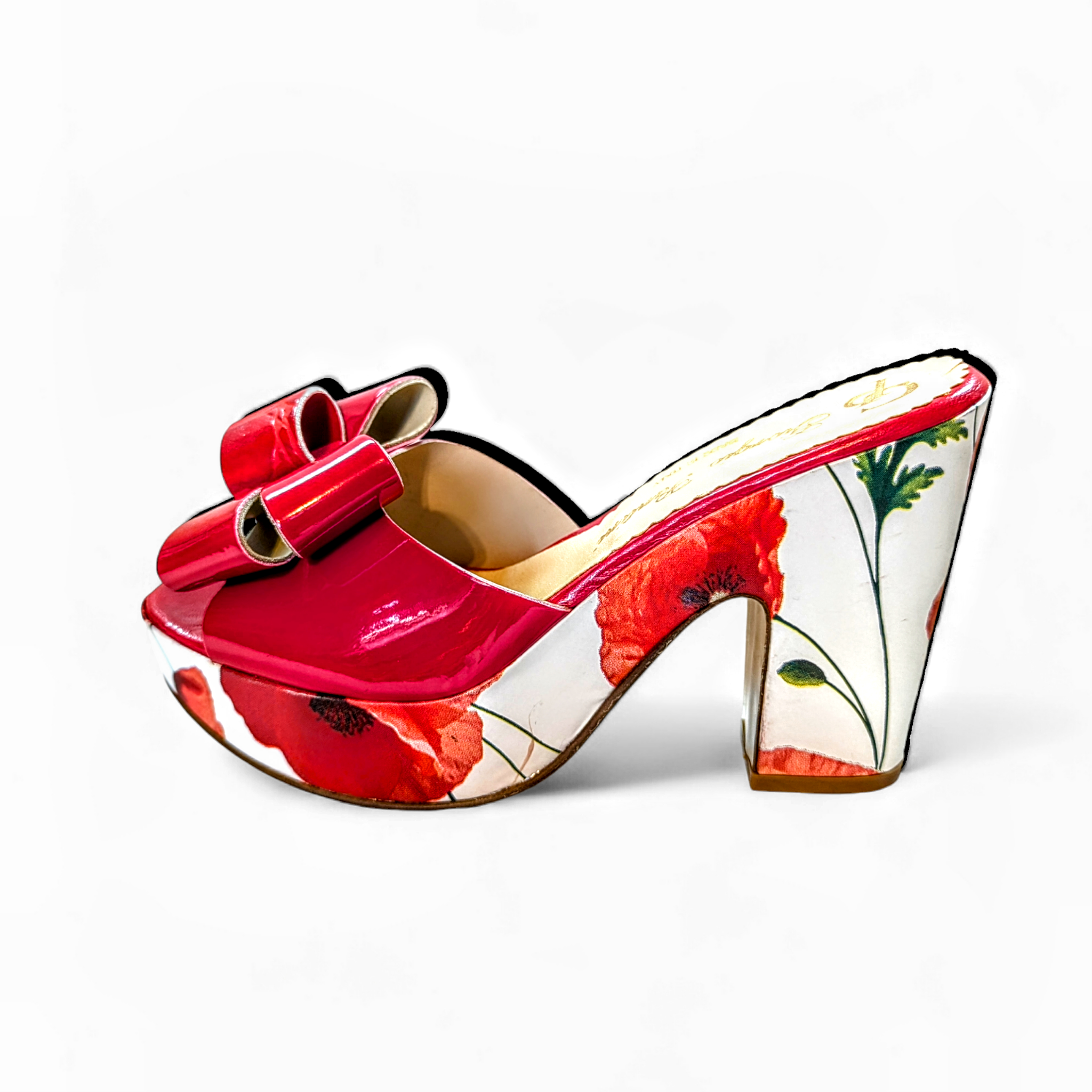 Giorgio Pantini Italian Leather Open-Toe Sandals & Handbag Set - Red & White Floral Design DPISB311 | Perfect for Summer Outfits, Weddings & Beach Vacations