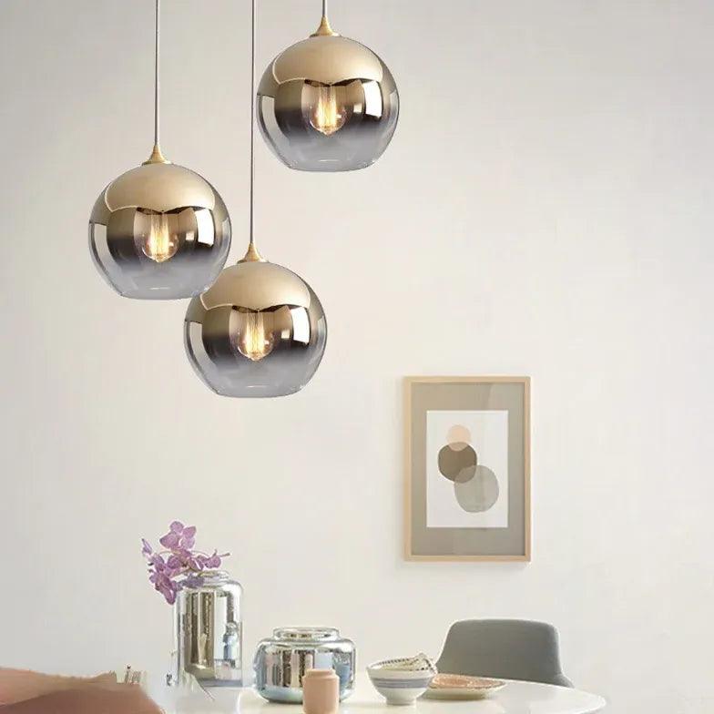 Modern Single Head Metal Sphere Pendant Light - Sleek Industrial Ceiling Lighting for Dining Room, Kitchen, or Bedroom