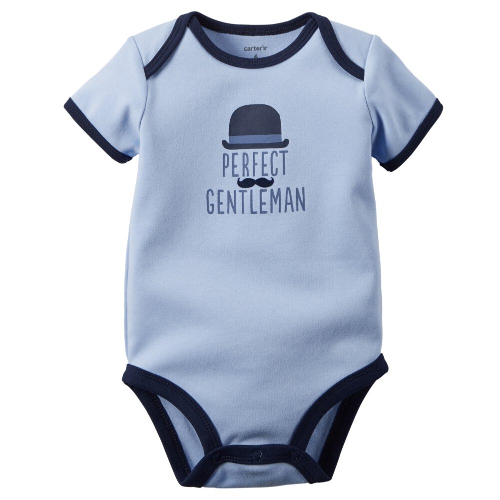 Carter's Baby Boys Perfect Gentleman Bodysuit - Blue, 18 Months - Soft Cotton Onesie for Infant & Toddler - Ideal for Family Photos, Parties & Everyday Wear