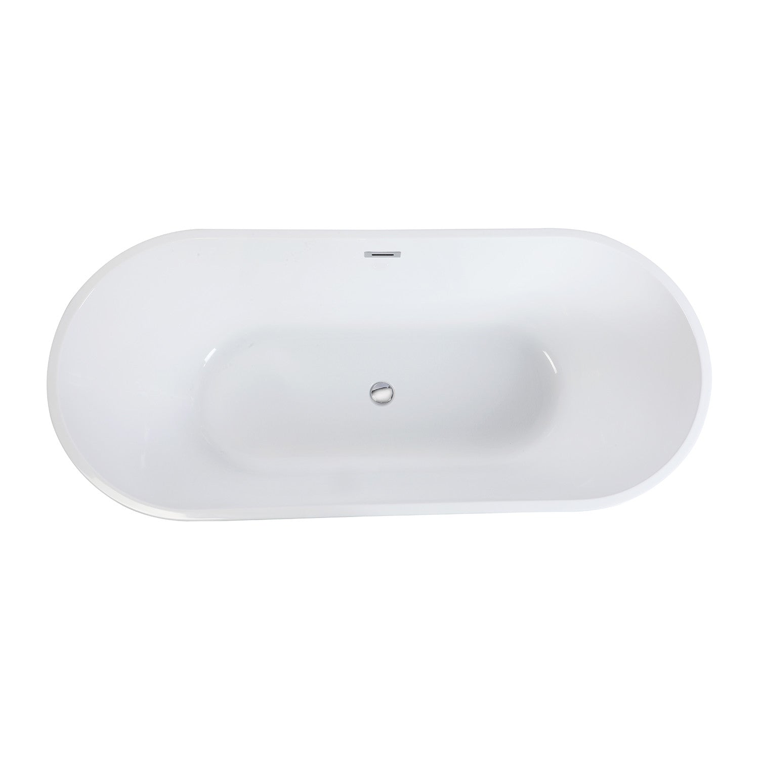Aqua Eden 71-Inch Freestanding Acrylic Oval Bathtub - Double Ended Design with Drain, Glossy White Finish | Perfect for Modern Bathroom & Spa Relaxation