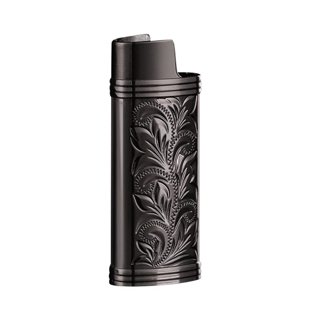 Vintage Floral Metal Lighter Case for BIC - Cool Holder for Outdoor & Smoking