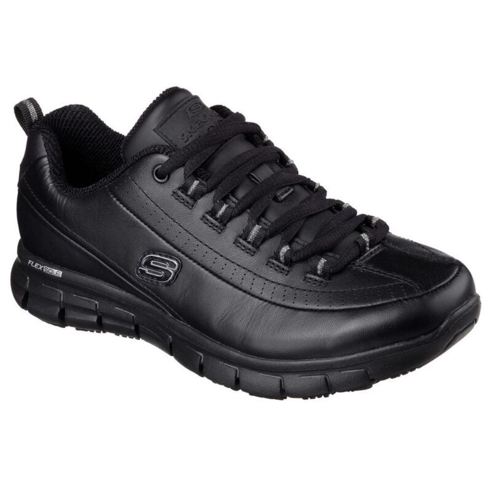 Skechers Trickel Women's Slip-Resistant Athletic Shoes - Black (Style 76550) | Comfortable Work Shoes for Nurses, Waitresses & Healthcare Professionals