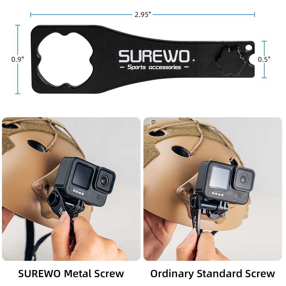 SUREWO Aluminum NVG Helmet Mount for GoPro Hero 13/12/11/10/9/8/7/6/5 Black, DJI Osmo Action 5/4/3/2 - Universal Action Camera Mount with NVG & Extension Arm Set - Perfect for Military, Airsoft, Tactical Training & Outdoor Adventures