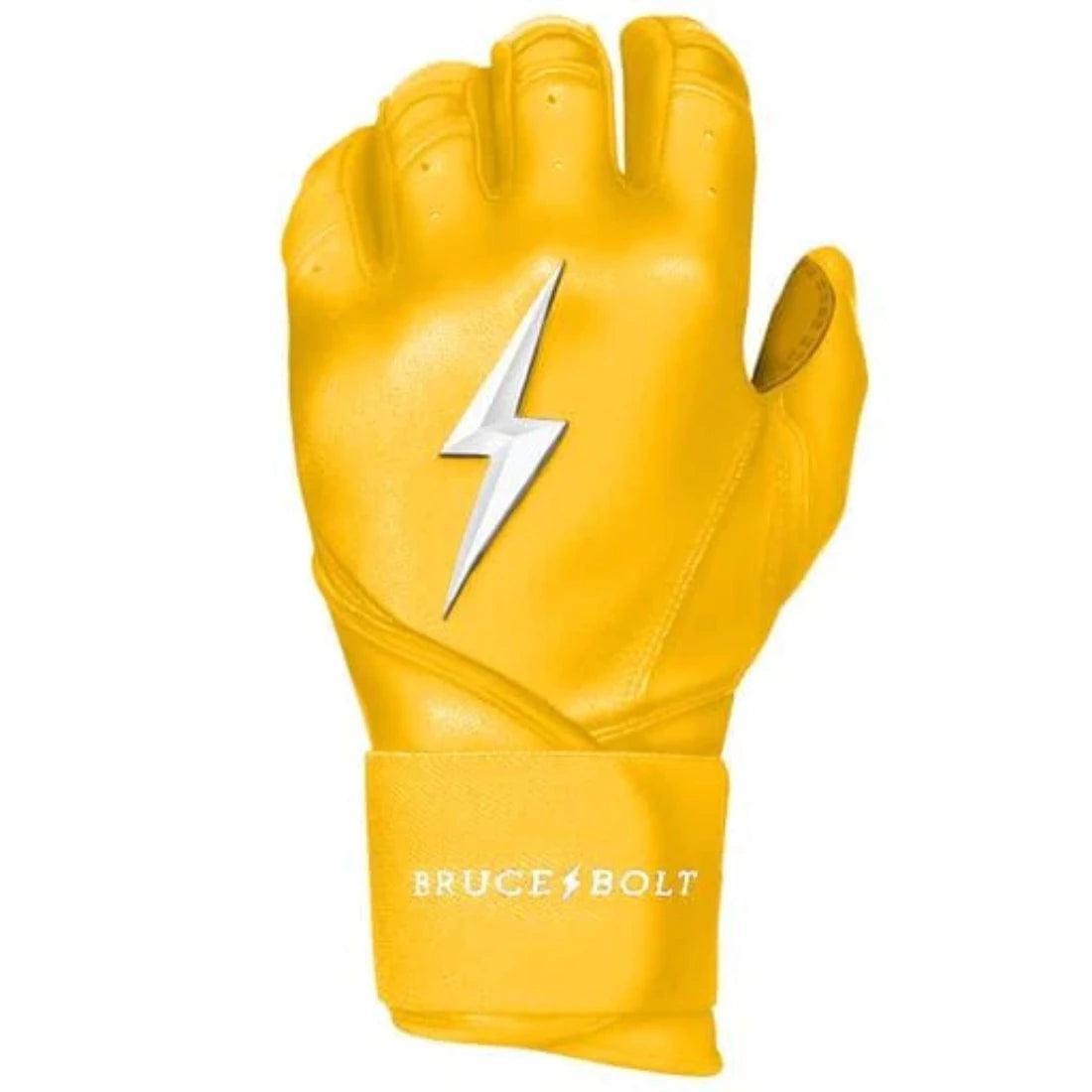 Bruce Bolt PREMIUM PRO Long Cuff Batting Gloves for Baseball & Softball - Yellow | Durable Grip & Wrist Support | Perfect for Training, Games & Practice Sessions