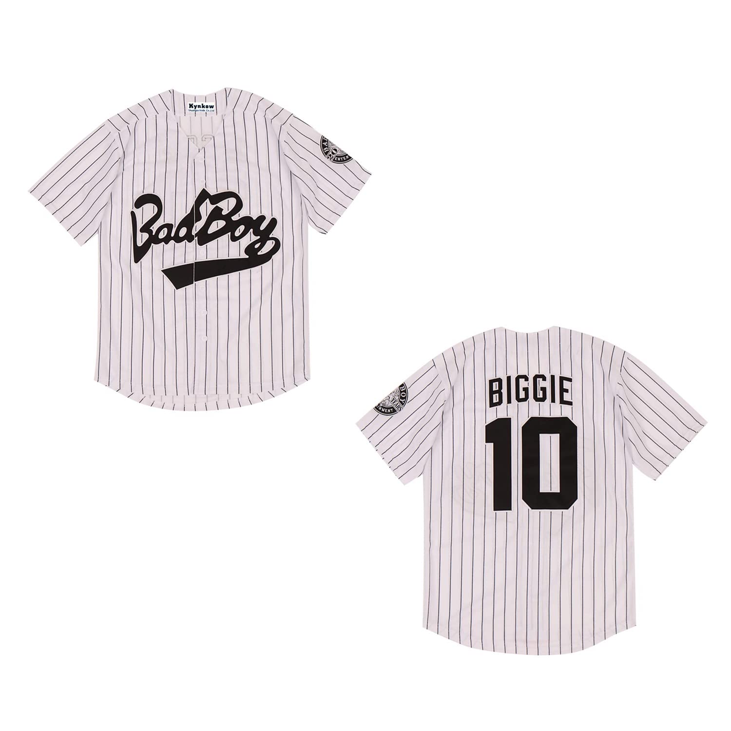 Youth #10 Smalls Bad Boy Jersey - Boys Hip Hop Short Sleeve Baseball Shirt in White & Black - Perfect for Streetwear, Concerts, and Sports Events
