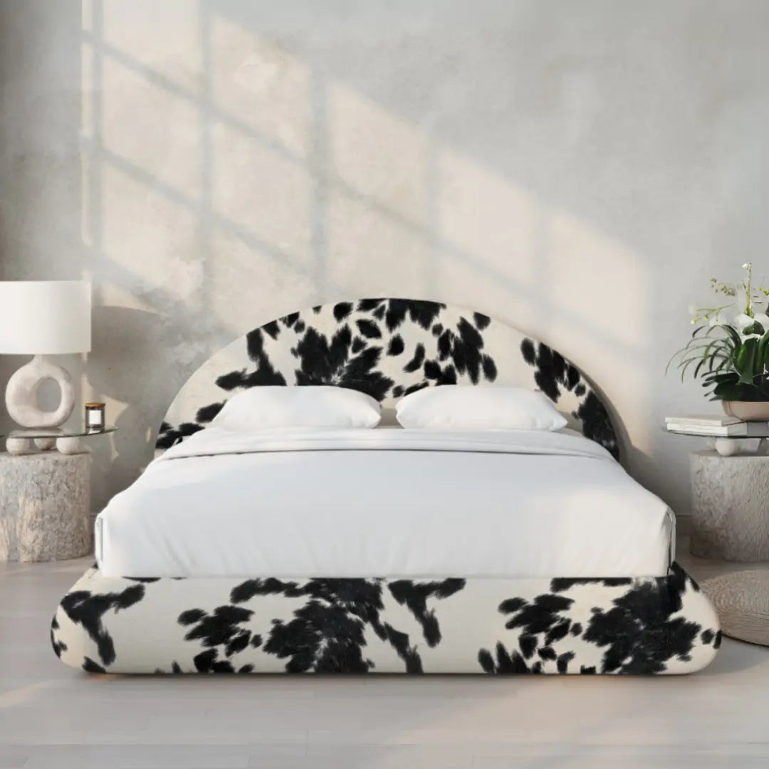 Luna Bed Frame with Headboard - Vegan Faux Leather Upholstered Queen Size Bed Set for Modern Bedroom | Stylish & Durable Home Furniture for Master Bedroom, Guest Room, or Apartment