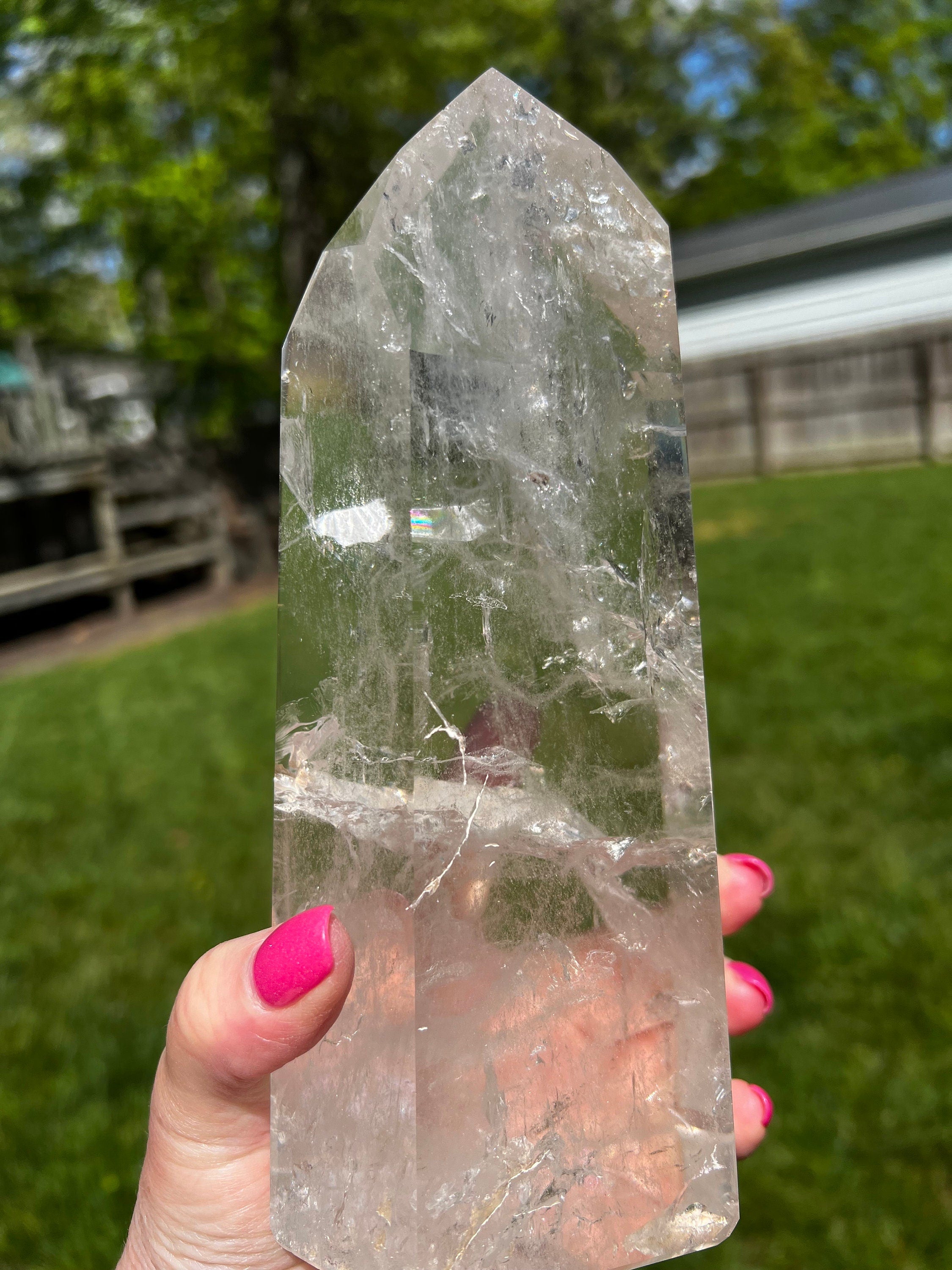 Lemurian Quartz Tower - High-Quality Healing Crystal with Rainbows (3.1-1.8 lbs) | Perfect for Meditation, Energy Work & Spiritual Growth