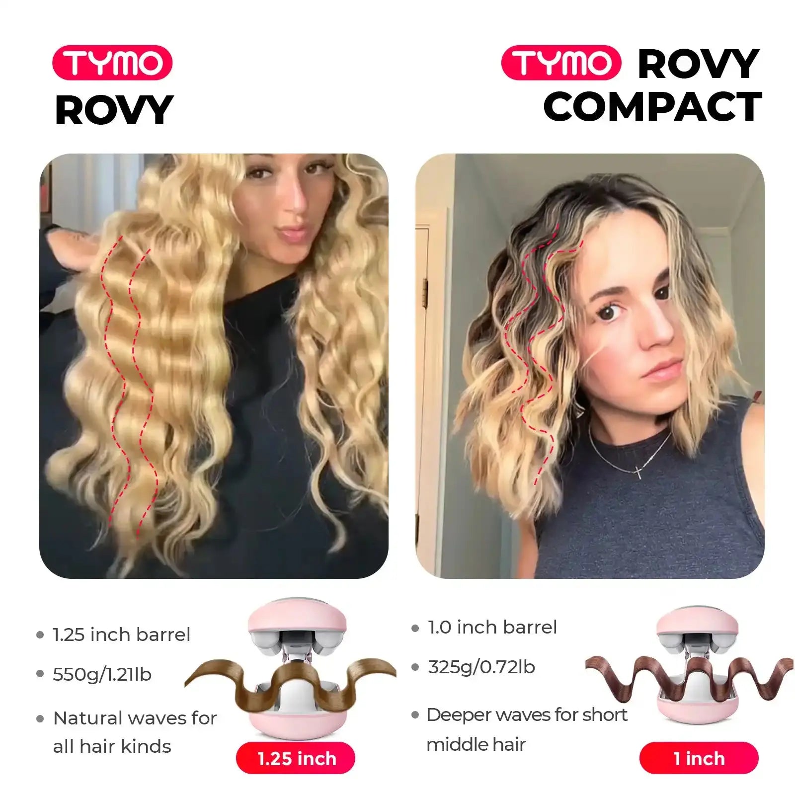 TYMO ROVY Compact Hair Straightener Brush - Professional Ionic Ceramic Flat Iron for Smooth & Shiny Hair - Perfect for Home, Travel & Salon Use