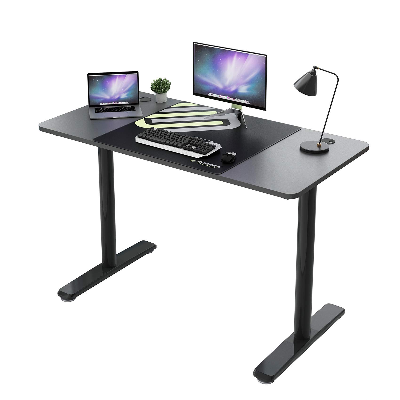Eureka Ergonomic 47-inch Computer Desk - Modern Home Office & Gaming Desk with Cable Management & Free Mouse Pad - Study Writing PC Table for Small Spaces - Perfect for Work, Gaming & Remote Learning (Black)