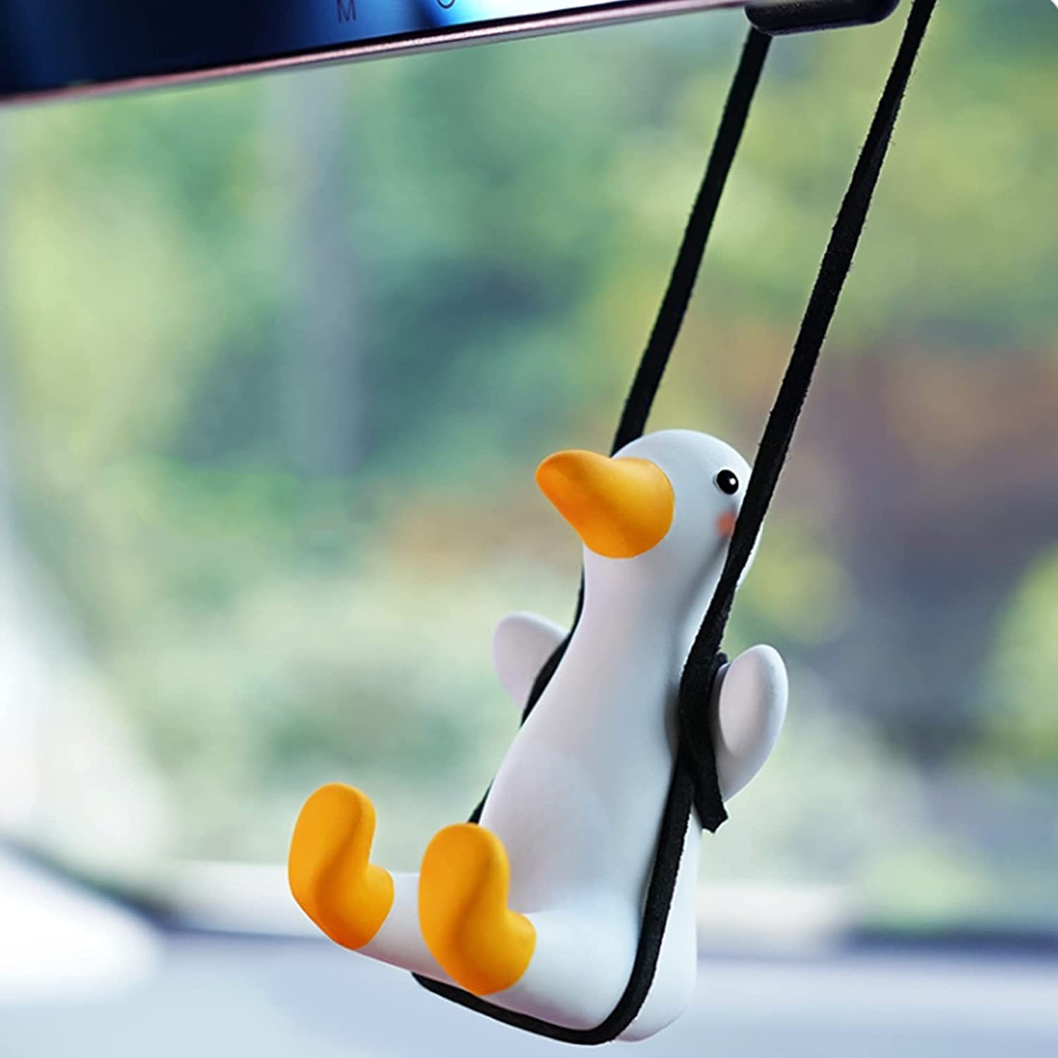 Cute Duck Car Mirror Hanging Ornament - Swinging Duck Pendant for Rear View Mirror - Car Decor Accessories - Perfect for Adding Fun & Personality to Your Vehicle Interior