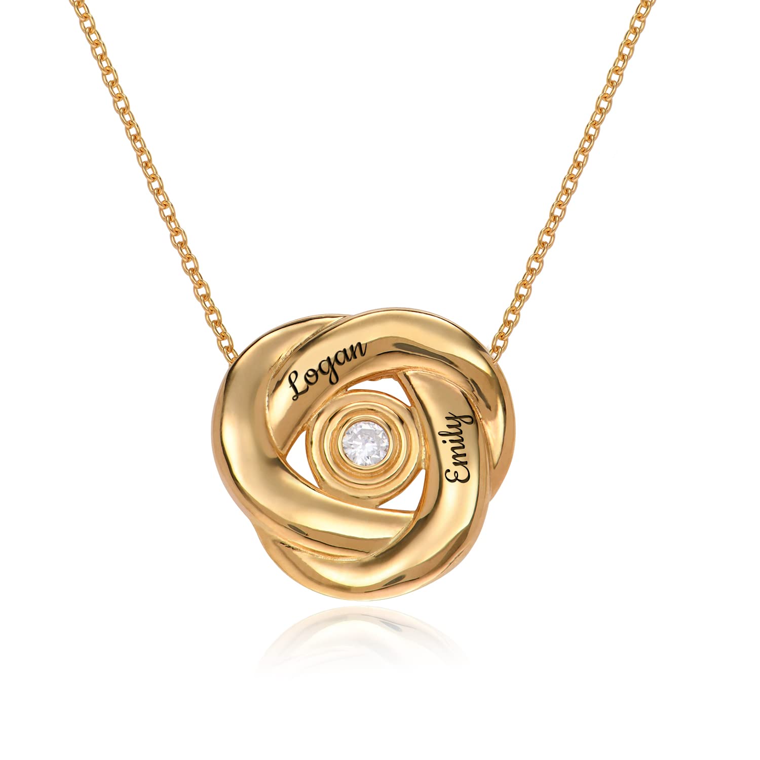 Personalized Love Knot Russian Ring Necklace - Custom Name Jewelry in Sterling Silver, Gold & Rose Gold with Diamond Options | Unique Gift for Women, Anniversary, Mother's Day & Birthday | Perfect for Romantic Dates, Weddings, Proposals & Special Moments | Elegant Everyday Wear & Layering Jewelry