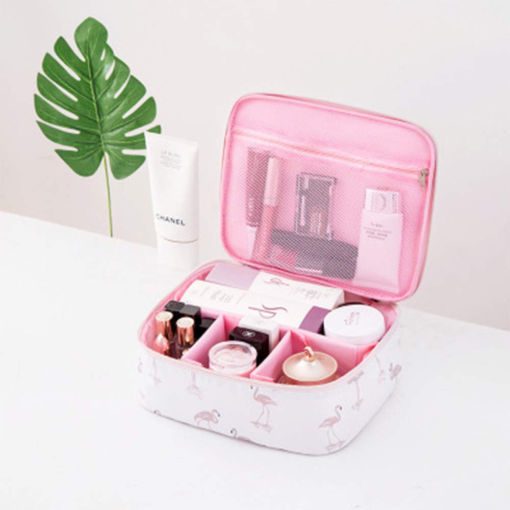 1 Pack Flamingo Portable Cosmetic Case - Travel Toiletry Bag for Women & Girls, Waterproof Makeup Organizer Pouch (Pink) - Perfect for Vacation, Gym, Business Trips & Daily Use