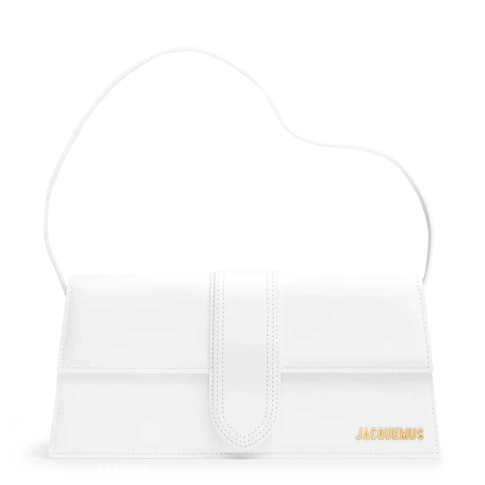 Jacquemus Le Bambino Long Flap White Leather Shoulder Bag for Women | Designer Crossbody Purse | Perfect for Date Night, Travel & Everyday Use