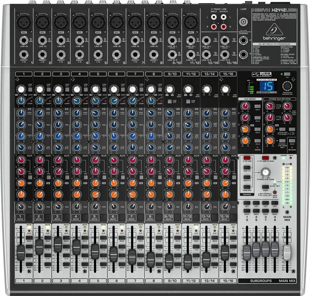 Behringer XENYX X2442USB Premium 24-Input Mixer Audio Interface with USB for Live Sound, Recording Studio & Podcasting