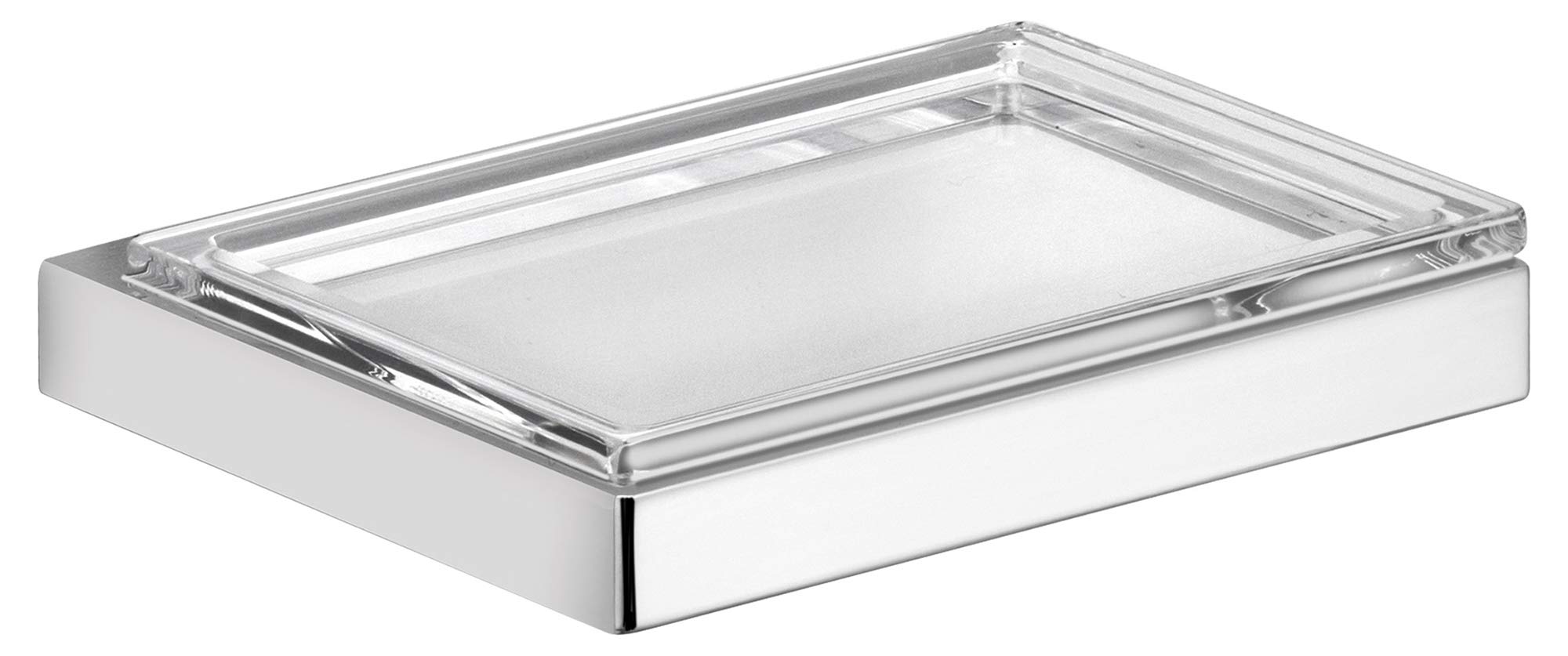 Genuine Crystal Glass Soap Dish with Chrome Plated Base - Elegant Bathroom Decor for Sink, Vanity & Spa Style Showers - Edition 11 11155 11155019000