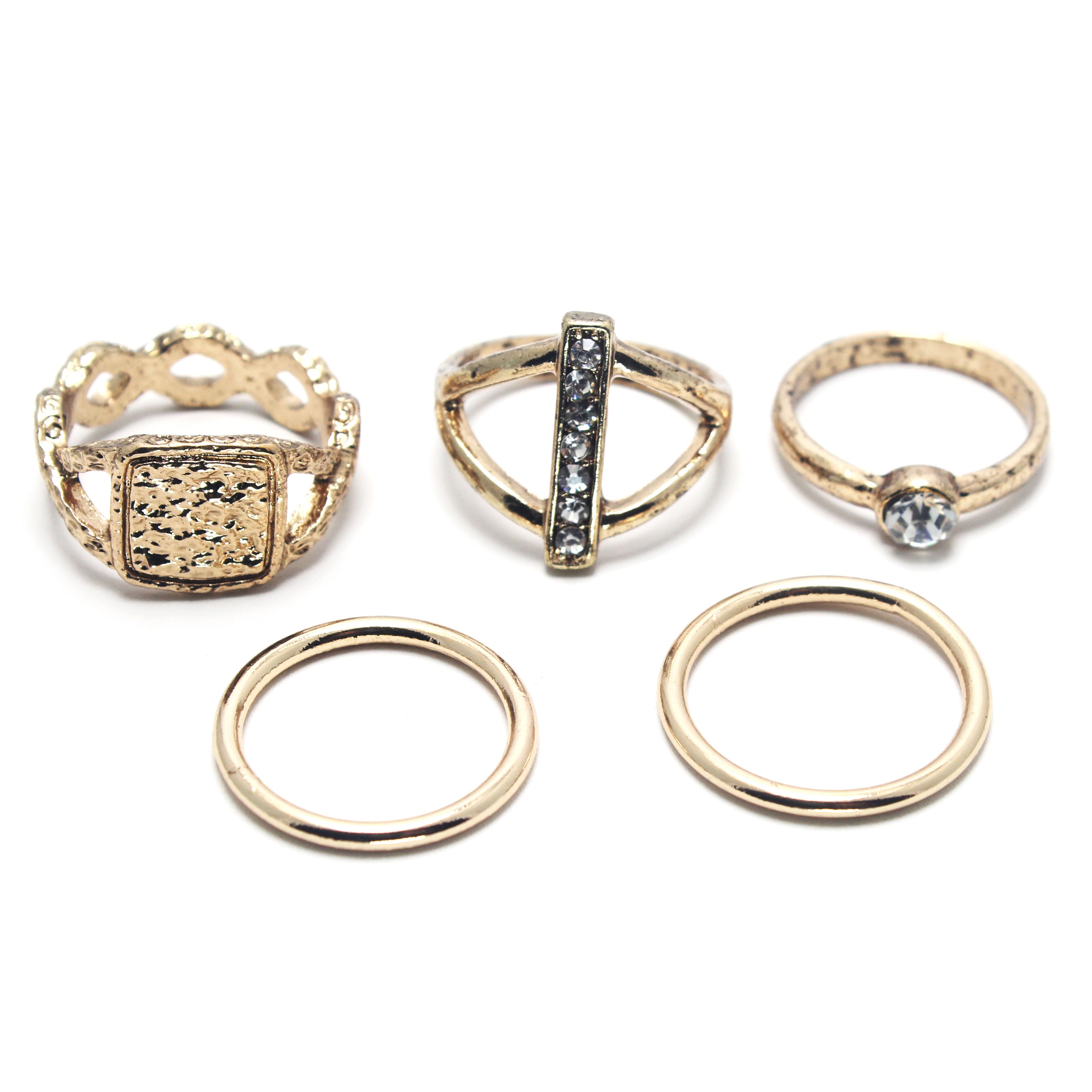 5-Piece Stainless Steel Stackable Rings Set - Size 16 - Trendy Minimalist Jewelry for Women - Perfect for Layering, Everyday Wear & Gift Giving