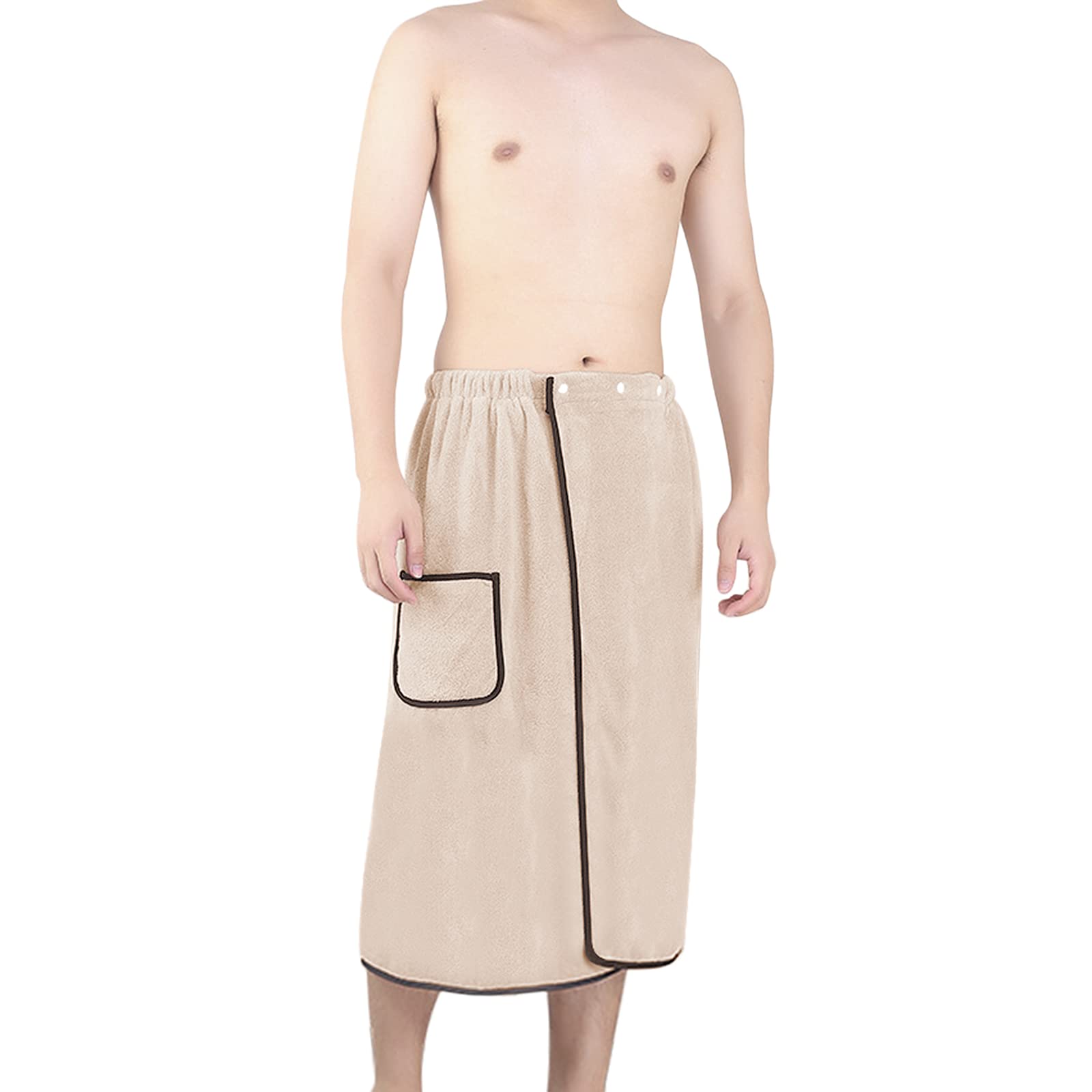 Premium GRE Men's Bath Wrap Towel - Ultra Soft Water Absorbent Microfiber Spa Robe with Adjustable Snap Closure | Quick-Drying Shower Cover Up for Gym, Pool & Beach