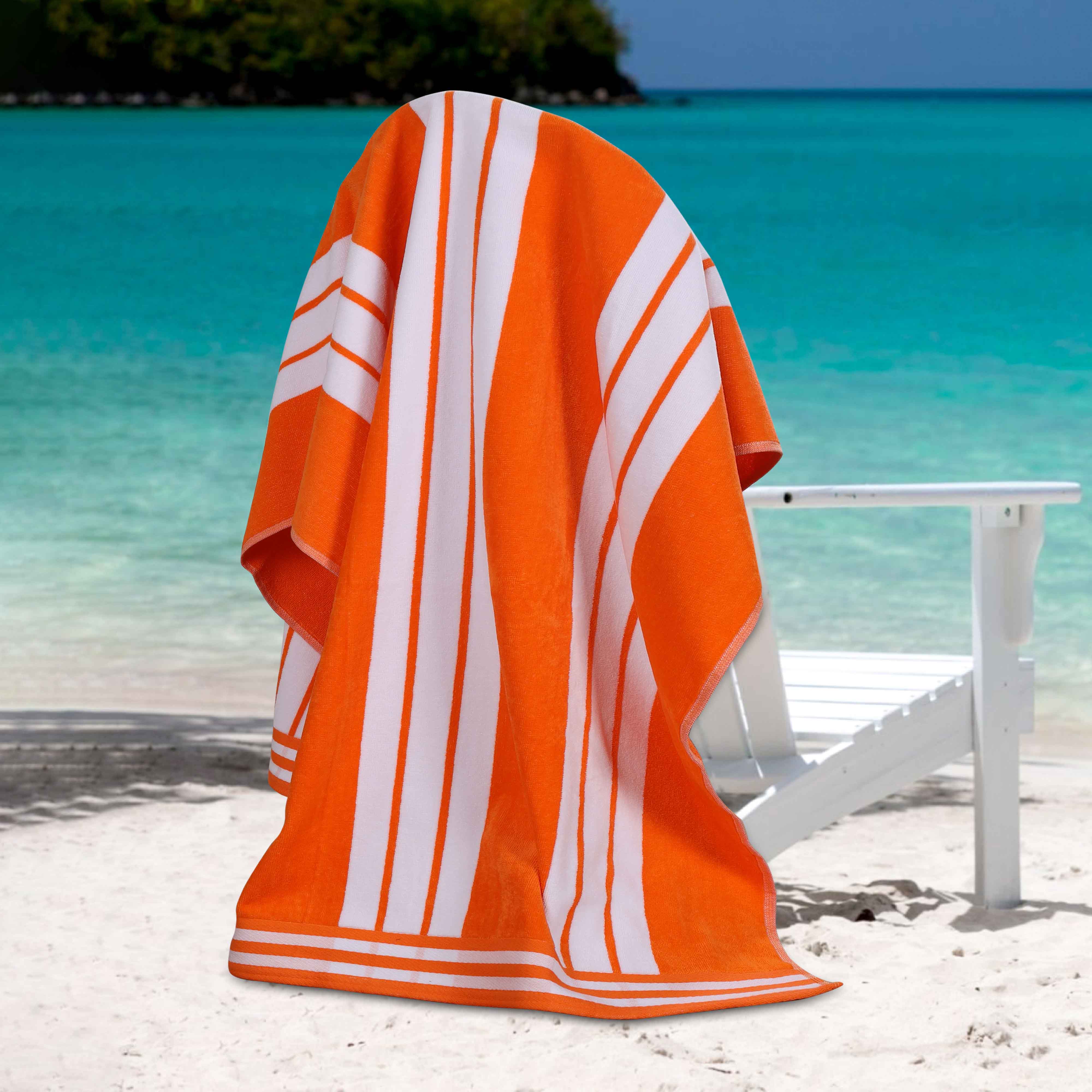 Premium Oversized Cabana Striped Cotton Beach Towel Set - 2, 4, or 6 Pack - Soft Quick-Dry Bath Towels for Pool, Beach, Vacation & Spa Days
