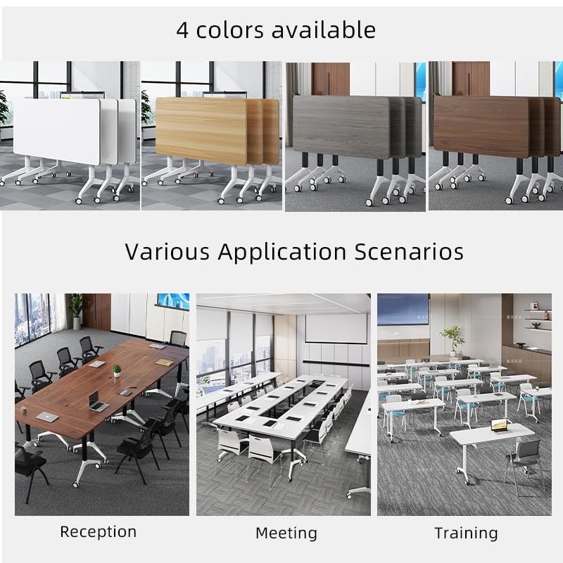 Flip-Top Folding Conference Table - Mobile & Adjustable Seminar Table for Offices, Classrooms & Meeting Rooms (Gray, 63×23.6×29.5in) - Perfect for Dynamic Meetings, Training Sessions & Collaborative Workspaces