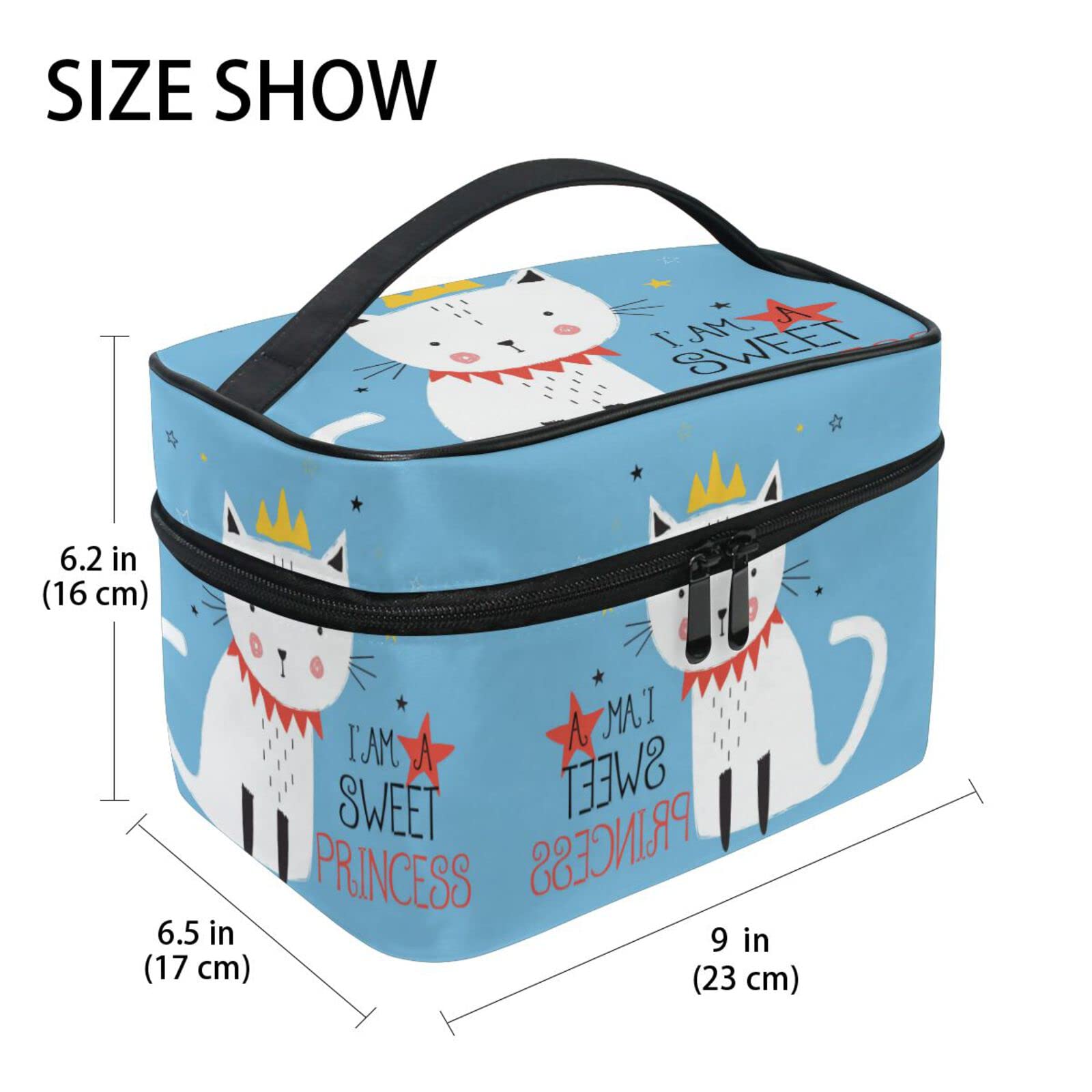 Cute Sweet Princess Cat Cosmetic Bag Organizer - Zippered Makeup Pouch & Toiletry Case for Women & Girls | Perfect for Travel, Gym, and Daily Essentials Storage