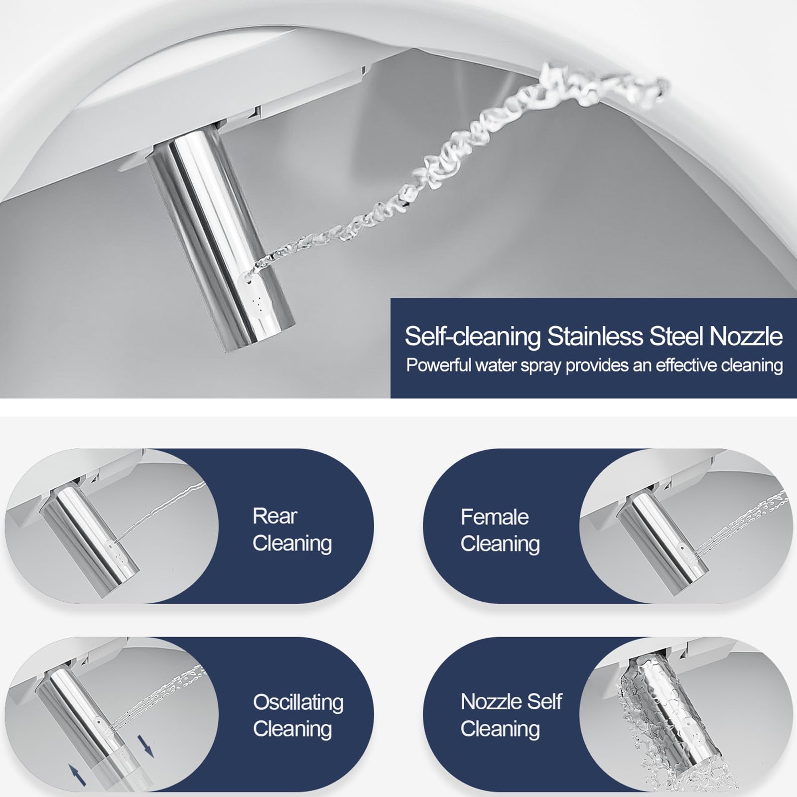 ZMJH A201DS Smart Bidet Toilet Seat with Self-Cleaning Hydroflush, Hybrid Heating & Heated Dryer - Nightlight, Vortex Wash & Remote Control (Round) | Perfect for Modern Bathrooms, Elderly Care & Luxury Home Upgrades