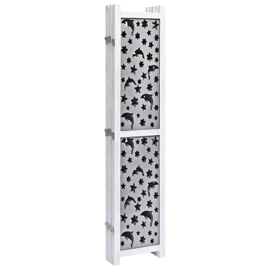 SKM 6-Panel Gray Room Divider Screen - 82.7 x 64.7 Inches Solid Wood Folding Partition for Home Office, Bedroom Privacy & Space Division