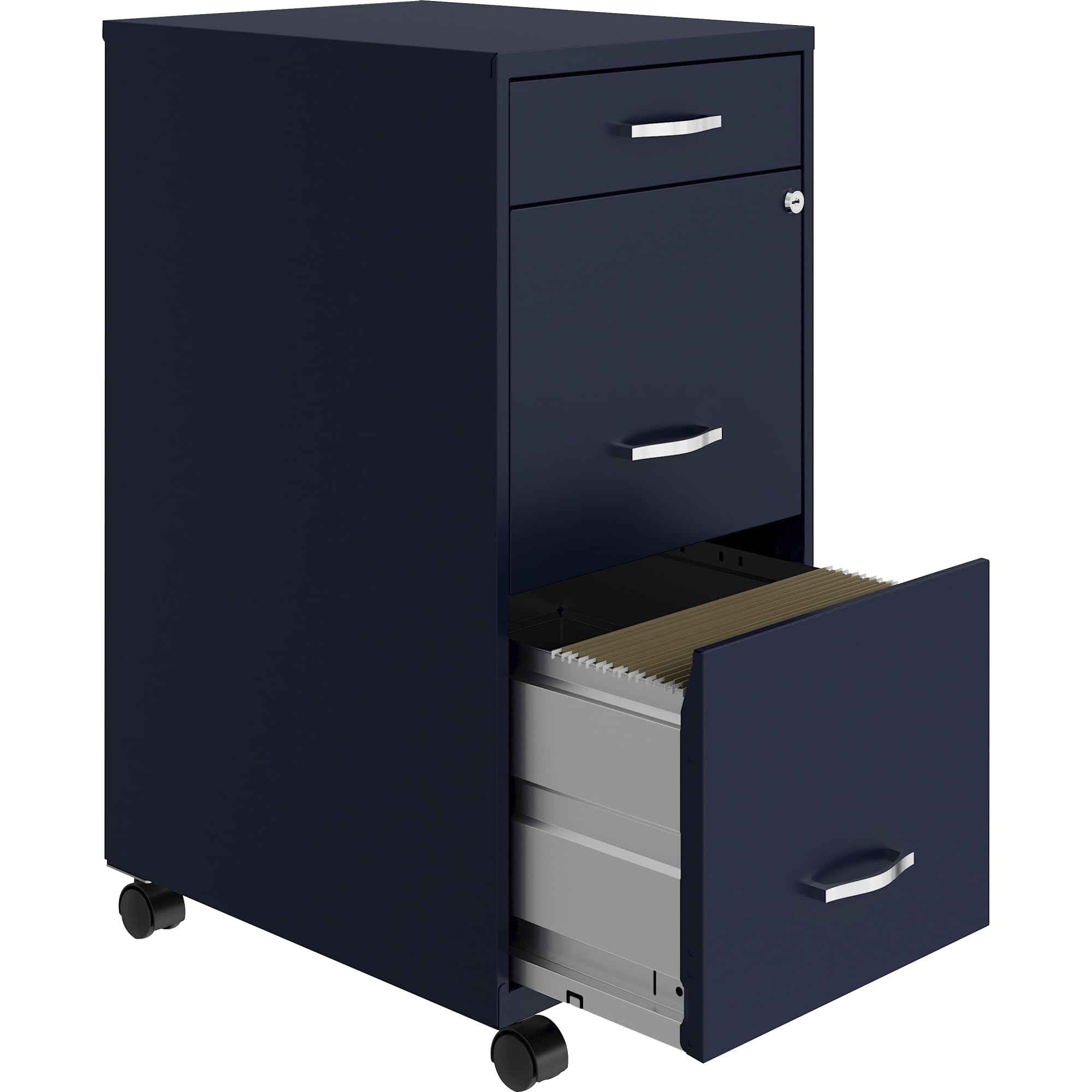 LYS SOHO 3-Drawer Mobile File Cabinet - Navy Blue Storage Box for Office & Home Organization | Perfect for Documents, Files, and Office Supplies