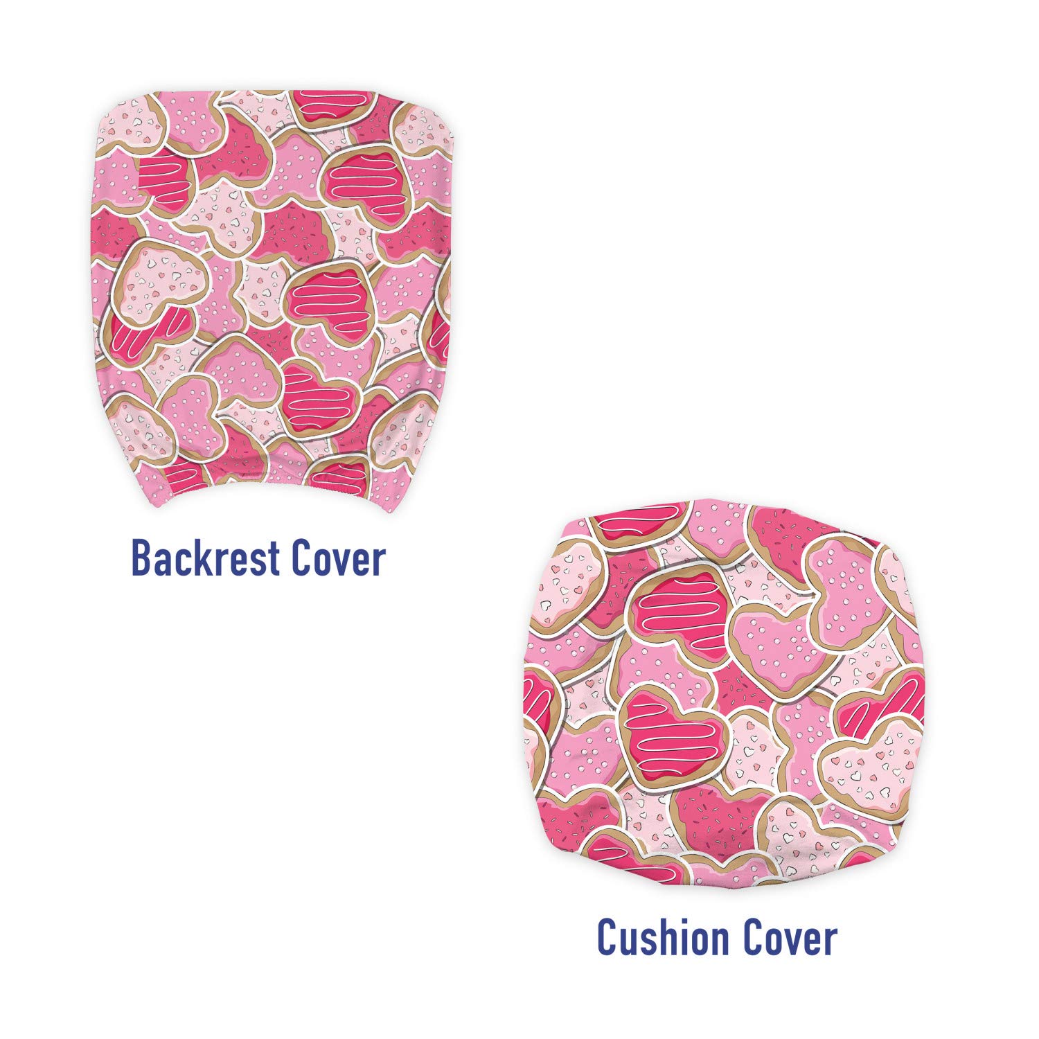 Ambesonne Valentine's Day Office Chair Slipcover - Heart Cookie Design Stretch Fabric Cover in Pale Brown & Pink | Perfect for Valentine's Decor, Home Office, and Romantic Surprises