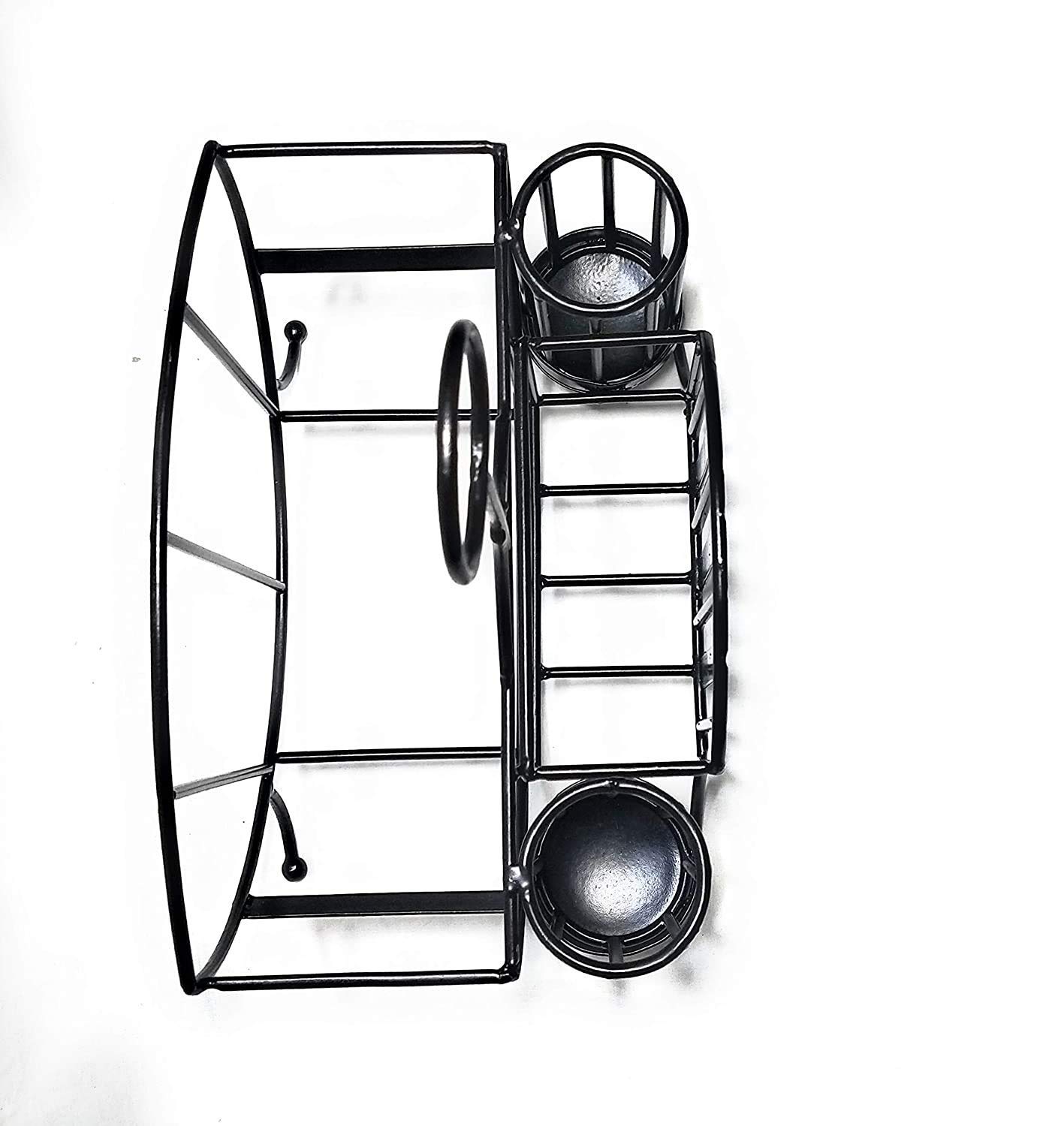 Modern Kitchen Dish Rack with Cutlery Stand & Napkin Holder - Space Saving Kitchen Utensil Organizer for Countertop, Drying Dishes & Storing Spoons, Forks, Knives - Perfect for Small Kitchens, Apartments & Dorm Rooms