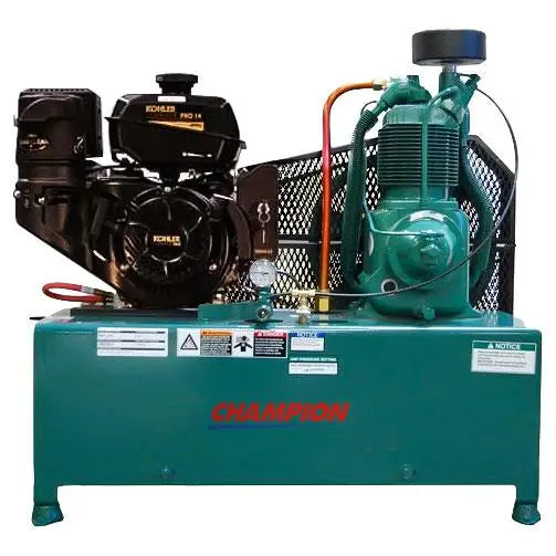 Champion HGR7 LPK R Series 14 HP Horizontal Gas Air Compressor (2 x 4 Gallon Tanks) - Powerful & Portable for Construction, Auto Repair & Industrial Use