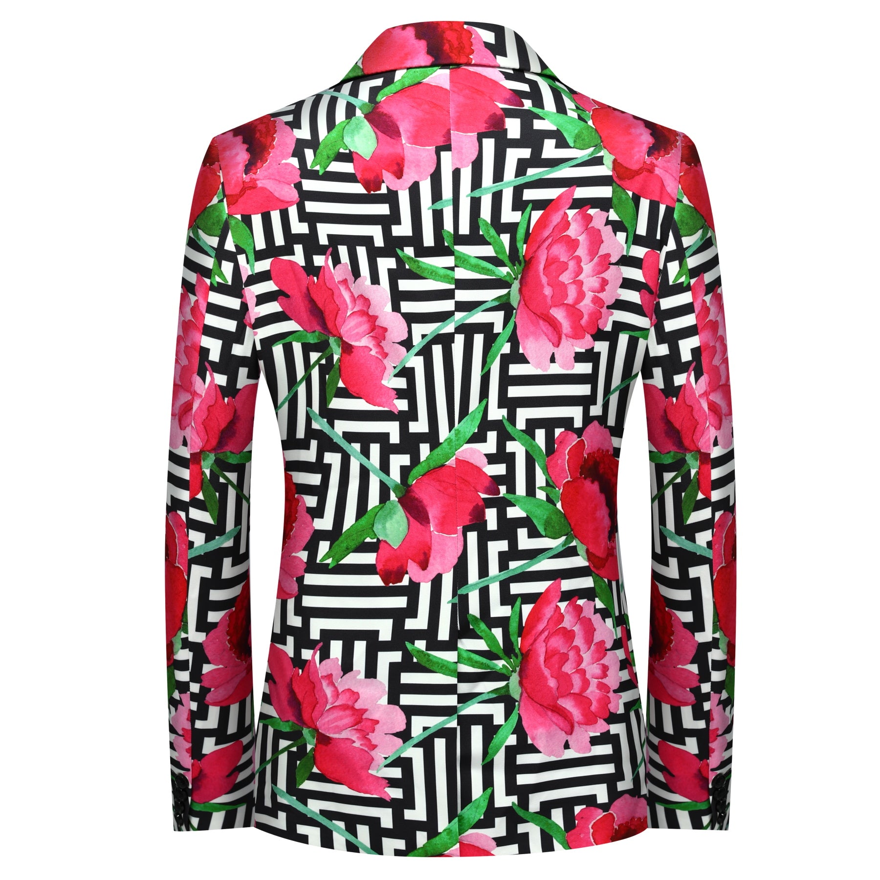 2 Piece Men's Tree Peony Printed Festive Suit Set - Formal Wedding Party & Special Occasion Outfit - Breathable Comfort Fit for Groom, Groomsmen & Prom