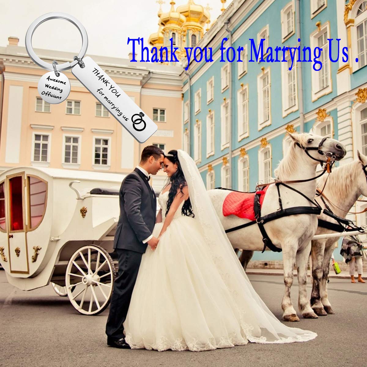 Wedding Officiant Gift Keychain - Thank You for Marrying Us - Personalized Officiant Appreciation Gift - Bridal Party Gift for Pastor, Priest or Minister - Perfect for Wedding Ceremonies & Officiant Thank You Gifts