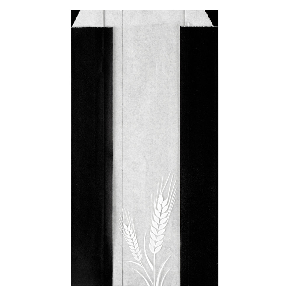 Black Paper Bread Bags - Micro Perforated, Greaseproof, Wheat Pattern (5.75