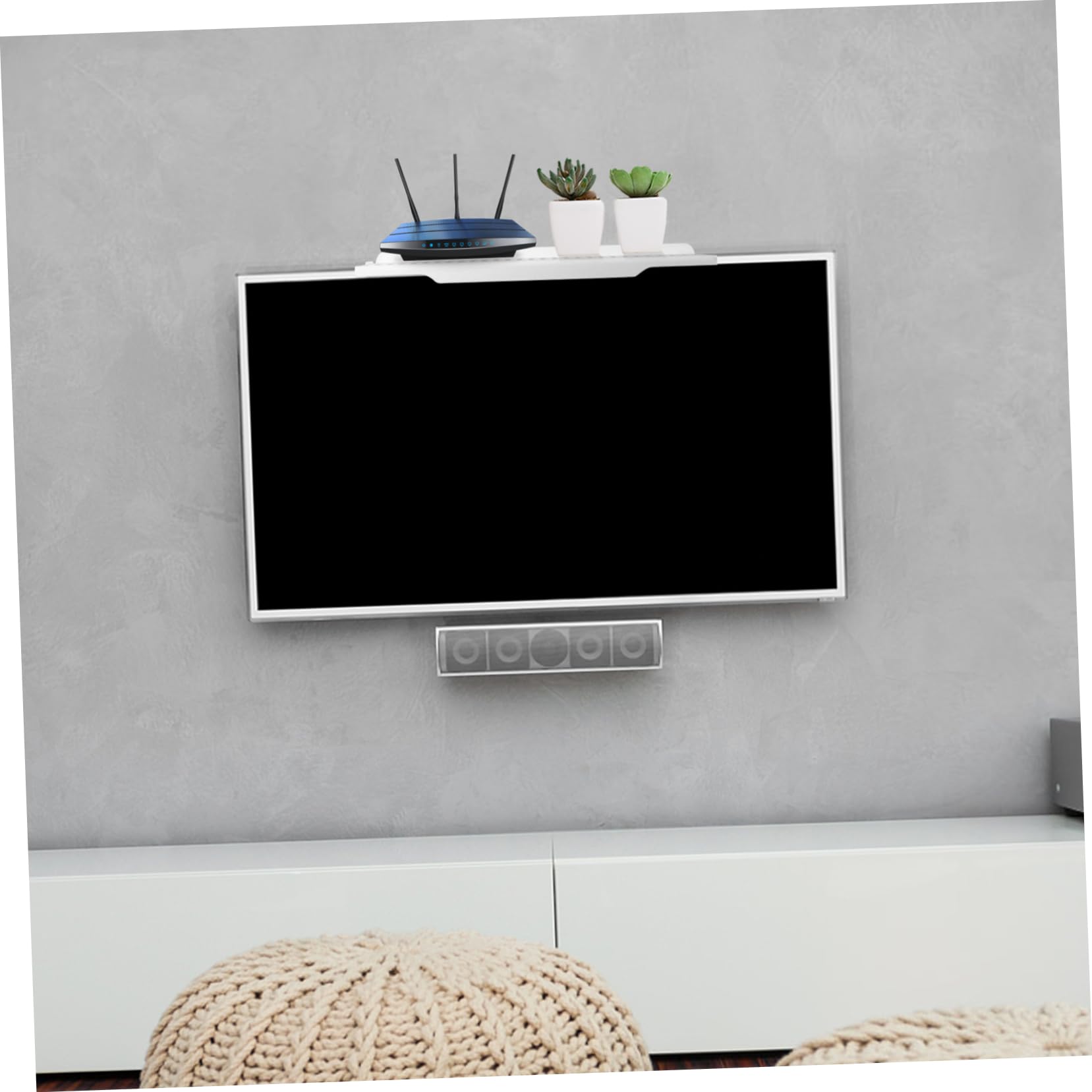 VILLFUL No Drill Computer Monitor Stand Shelf - Adjustable TV Shelf Mount for Home Office Desk, Space Saving Organizer for Screens, Laptops, Printers - Perfect for Workspace & Gaming Setup
