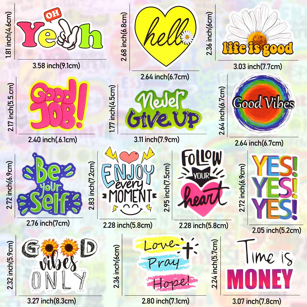 50Pcs Motivational Stickers for Women & Teens - Inspirational Waterproof Stickers for Water Bottles, Laptops, Journals - Positive Quote Decals for Adults & Kids (Perfect for School, Office, Gym & Daily Motivation)