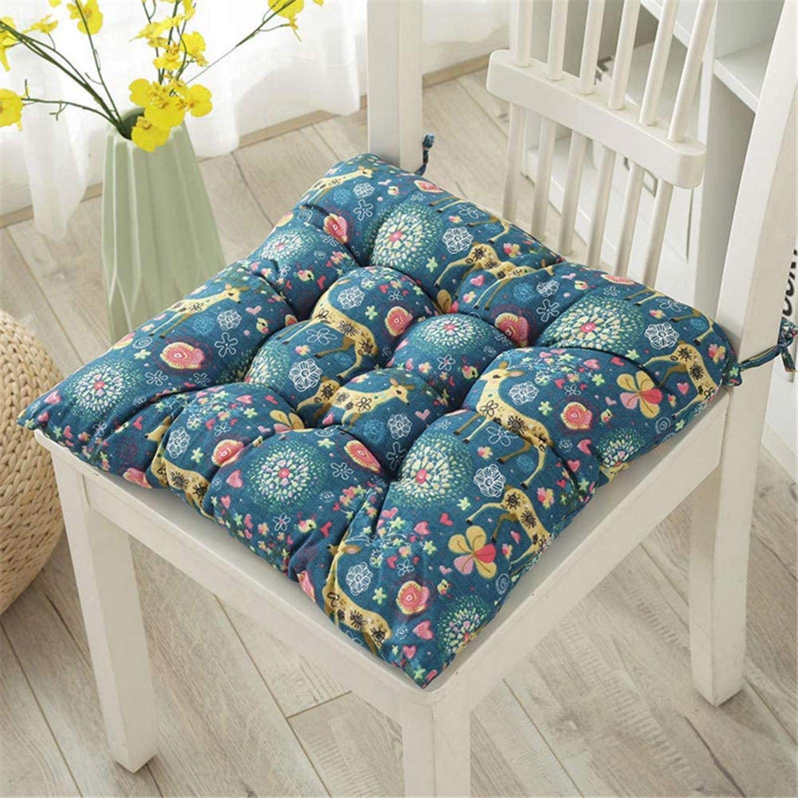 Quilted Chair Cushions Set of 2 for Dining & Office Chairs - Indoor Outdoor Use