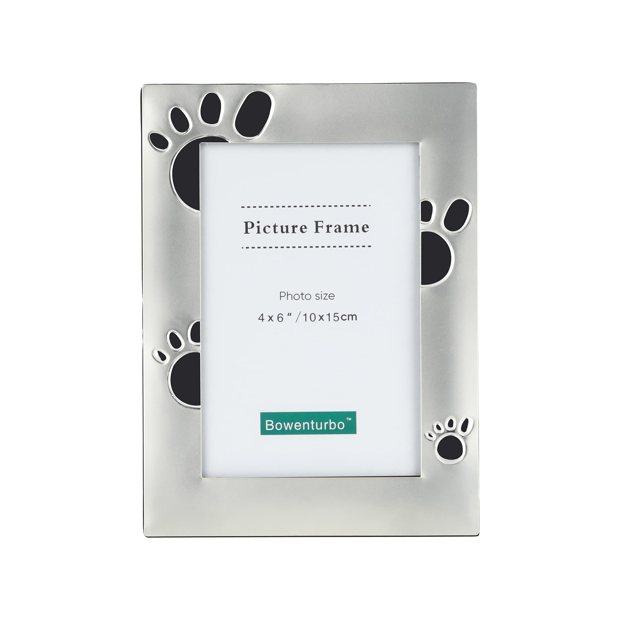 Silver Metal Picture Frame with Dog Paw Print - 4x6 Pet Photo Frame for Baby, Dog, Cat - Perfect for Home Decor, Nursery, or Gift Giving