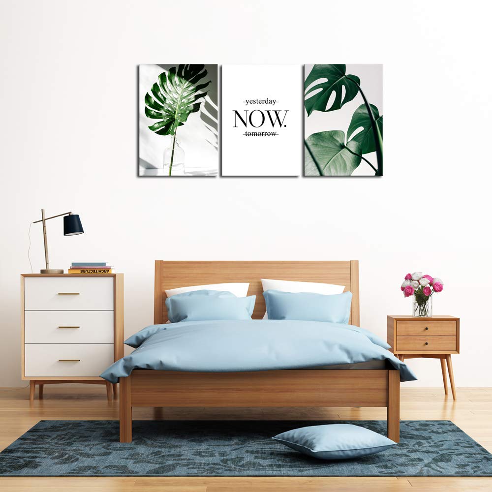 Nordic Canvas Wall Art - Modern Green Plant Leaf Print Painting for Home Decor, Kitchen & Office | DZL Art H72534 | Perfect for Living Room, Bedroom & Workspace