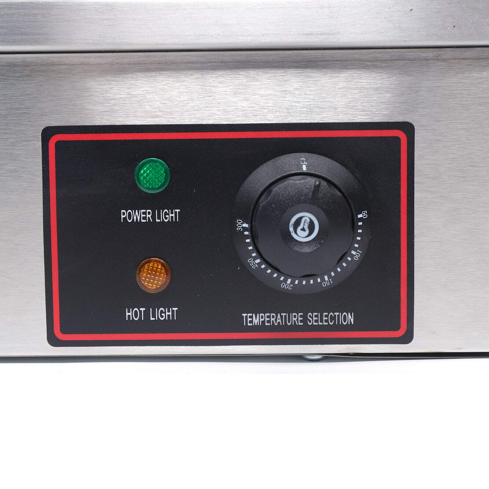 Commercial Electric Griddle Flat Top Grill - 50°C to 300°C Adjustable Temperature, 1.6kW Stainless Steel Hot Plate for BBQ, Pancakes & Burgers - Perfect for Restaurants, Food Trucks & Home Kitchens